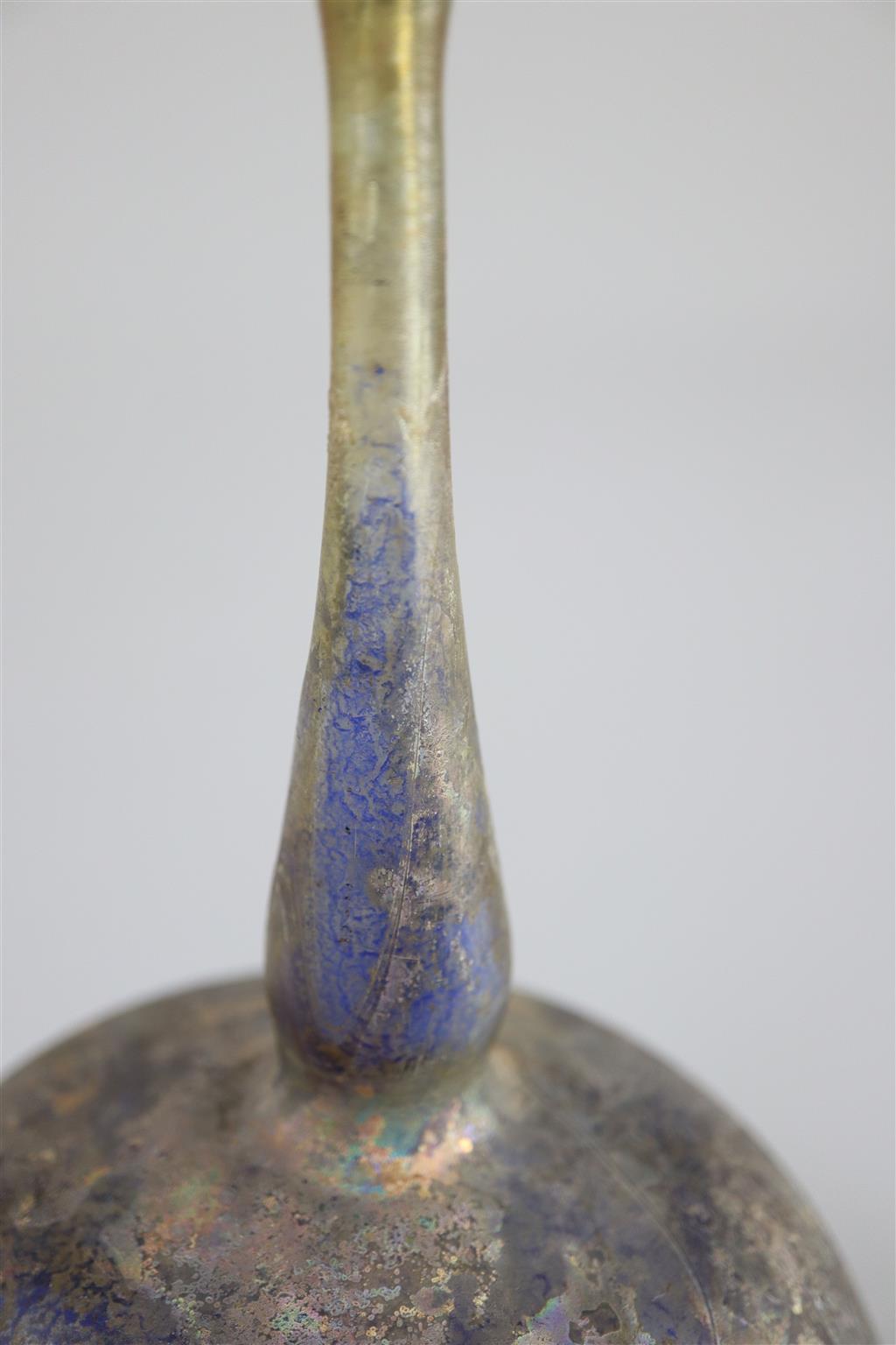 An Islamic blue glass perfume sprinkler, Egypt, c.1250-1350 AD, 17cm high,